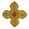 Imagen de Cruz bordada oro/color paillettes y piedra H. 7,5 cm