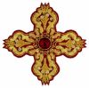 Imagen de Cruz bordada oro/color paillettes y piedra H. 7,5 cm