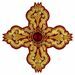 Picture of Embroidered Cross Motif with paillettes with stone H. cm 7,5 (2,95 inch) Metallic thread and Viscose Celestial Violet Green Flag Gold Red/Crimson White/Gold for Chasubles and liturgical Vestments