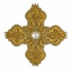 Imagen de Cruz bordada oro/color paillettes y piedra H. 7,5 cm