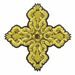 Picture of Embroidered Cross Motif with paillettes with stone H. cm 15 (5,9 inch) Metallic thread and Viscose Celestial Violet Green Flag Gold Red/Crimson White/Gold for Chasubles and liturgical Vestments
