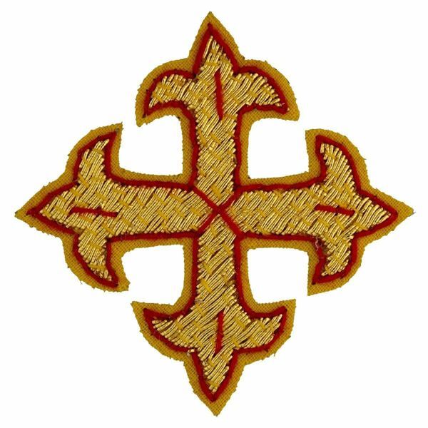 Imagen de Cruz de lis bordada oro borde rojo H. 5 cm