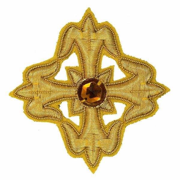 Imagen de Cruz de lis bordada oro con piedra H. 6 cm