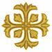 Immagine di Croce ricamata decorazione gigliata H. cm 10 (3.9 inch) in filato metallico e Viscosa Oro Argento Applicazione per Casula Stole e Paramenti liturgici
