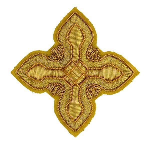 Immagine di Croce ricamata decorazione ramino ricamata oro H. cm 5 (2,0 inch) in filato metallico e Viscosa Oro Applicazione per Casula Stole e Paramenti liturgici