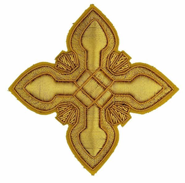 Picture of Gold embroidered Cross with ramino decoration H. 7,5 cm (2,95 inch)