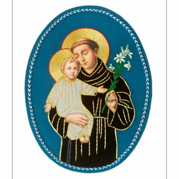 Immagine di Emblema ricamato decorazione San Giuseppe H. cm 27 (10,6 inch) in Poliestere per Velo Omerale e Paramenti liturgici