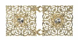 Picture of Square Cope Clasp gold with hook and Swarowski Brass Gold for Cope Pluviale Surplice Cloak and liturgical Vestments