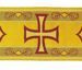 Picture of Byzantine Galloon metal thread Cross H. cm 9 (3,5 inch) Polyester and Acetate Fabric Red Olive Green Violet Yellow White Yellow Trim Orphrey Banding for liturgical Vestments 