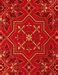 Immagine di Lampasso bizantino geometrico H. cm 160 (63 inch) Poliestere Acetato Rosso Giallo Oro Viola Verde Bianco Tessuto per Paramenti liturgici