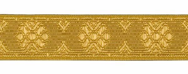 Picture of Galloon Golden Thread H. cm 3 (1,2 inch) Cotton blend Fabric Yellow Trim Orphrey Banding for liturgical Vestments 