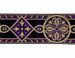 Picture of Byzantine Galloon Orphrey Banding Golden Thread for liturgical Vestments H. cm 9 (3,5 inch) Polyester and Acetate Fabric White Gold Black Violet White Havana White Pink Antique Gold Ivory Bordeaux Ivory Gardenia Fjord Blue 