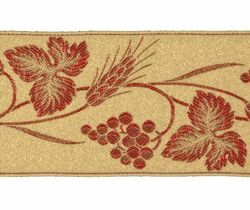 Picture of Galloon Golden Thread Eears of Corn and Grapes H. cm 9 (3,5 inch) Polyester and Acetate Fabric Trim Orphrey Banding for liturgical Vestments 