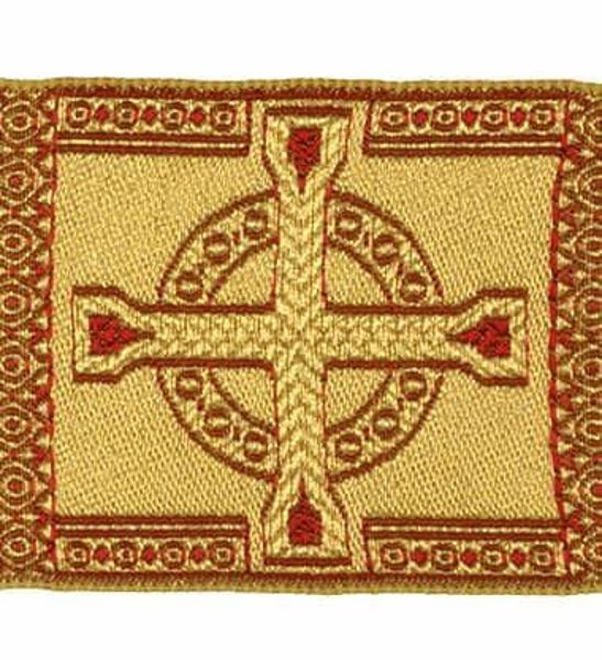 Immagine di Gallone Filo oro Croce H. cm 9 (3,5 inch) misto Cotone Tessuto per Paramenti liturgici