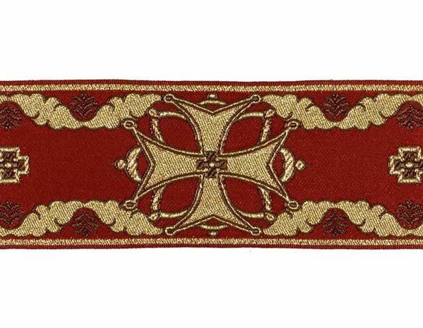Picture of Galloon Cloud H. cm 9 (3,5 inch) Polyester and Acetate Fabric Red Olive Green Violet Yellow Ivory Trim Orphrey Banding for liturgical Vestments 