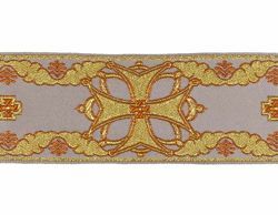 Picture of Galloon Cloud H. cm 9 (3,5 inch) Polyester and Acetate Fabric Ivory Yellow White Yellow White Havana Ivory Gardenia Trim Orphrey Banding for liturgical Vestments 