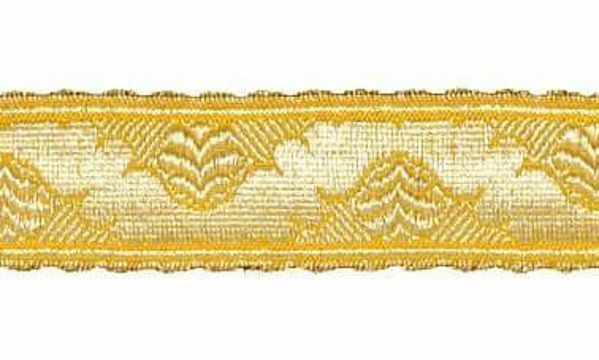 Picture of Galloon Gold ribbon H. cm 3 (1,2 inch) Metallic thread Fabric high content of Gold Trim Orphrey Banding for liturgical Vestments 
