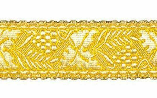 Picture of Galloon Gold Eears of Corn and Grapes H. cm 4 (1,6 inch) Metallic thread Fabric high content of Gold Trim Orphrey Banding for liturgical Vestments 
