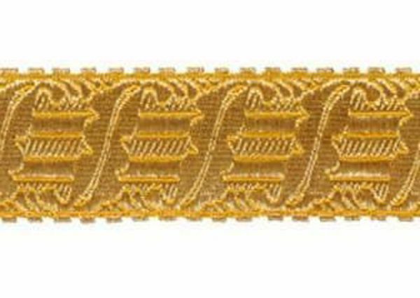 Immagine di Gallone motivo Arpa oro H. cm 3,5 (1,4 inch) filato metallico Alta Doratura Tessuto per Paramenti liturgici