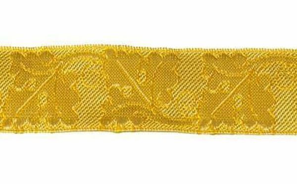 Immagine di Gallone motivo Quercia oro H. cm 3 (1,2 inch) filato metallico Alta Doratura Tessuto per Paramenti liturgici