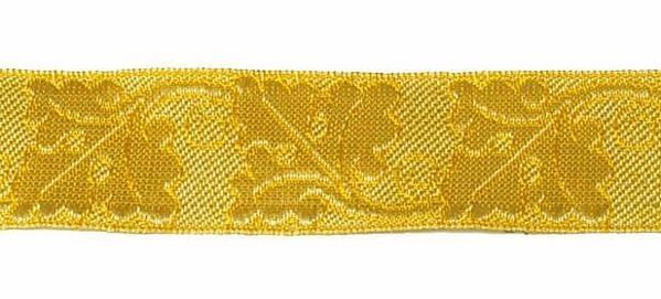 Immagine di Gallone motivo Quercia oro H. cm 4 (1,6 inch) filato metallico Alta Doratura Tessuto per Paramenti liturgici