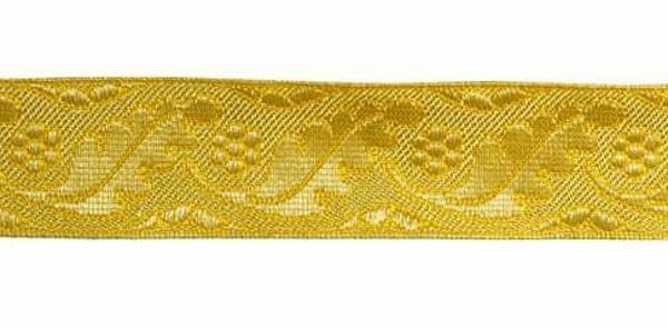 Immagine di Gallone greca Foglie Fiore oro H. cm 3 (1,2 inch) filato metallico Alta Doratura Tessuto per Paramenti liturgici