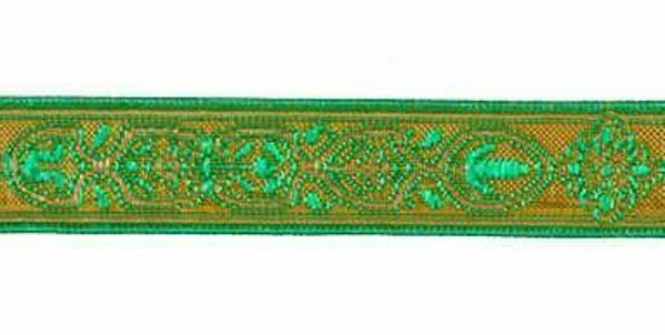 Immagine di Gallone tradizionale oro Firenze H. cm 2 (0,8 inch) misto Cotone Rosso Celeste Viola Giallo Zecchino Verde Bianco Tessuto per Paramenti liturgici