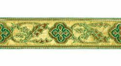 Picture of Galloon Trim Traditional Orphrey Banding gold Flower H. cm 3 (1,2 inch) Cotton blend Fabric Red Celestial Violet Yellow Green Flag White Trim Orphrey Banding for liturgical Vestments 