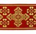 Immagine di Gallone Filo oro Croce Ortodossa Fiori H. cm 9 (3,5 inch) Poliestere Acetato Rosso Celeste Verde Viola Tessuto per Paramenti liturgici