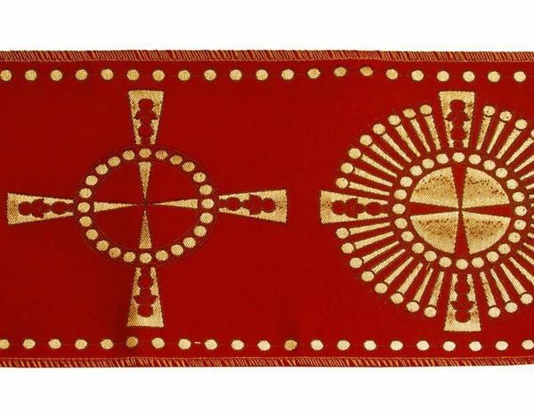Immagine di Stolone per casula oro/colore Croce raggera H. 18 cm lurex