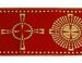 Picture of Orphrey Banding Fabric Gold Cross H. cm 18 (7,1 inch) Lurex Red Celestial Olive Green Violet White for liturgical Vestments 