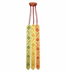 Picture of 3 Ribbons Multicolor Bible Bookmarks de luxe with olive L. cm 30 (11,8 inch) Viscose and Polyester multiple Page Markers for Bible Missal and Sacred Texts