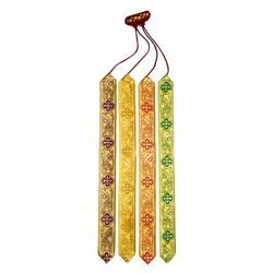 Picture of 4 Ribbons Multicolor Bible Bookmarks de luxe with olive L. cm 30 (11,8 inch) Viscose and Polyester multiple Page Markers for Bible Missal and Sacred Texts