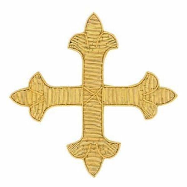 Immagine di Croci ricamate decorazione oro ricamate H. cm 12 (4,7 inch) in filato metallico Applicazione per Casula Stole e Paramenti liturgici