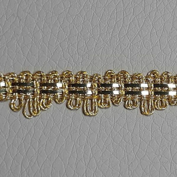 Picture of Agremano Braided Trim gold metal 2-webbings H. cm 0,8 (0,31 inch) Metallic thread and Viscose Border Edge Trimming for liturgical Vestments