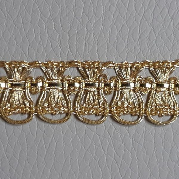 Imagen de Agreman dorado Flor de lis H. 1,2 cm hilo metálico y viscosa