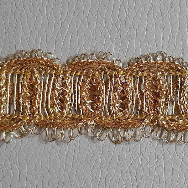 Imagen de Agreman cadena oro H. 2 cm hilo metálico y viscosa para vestimenta 