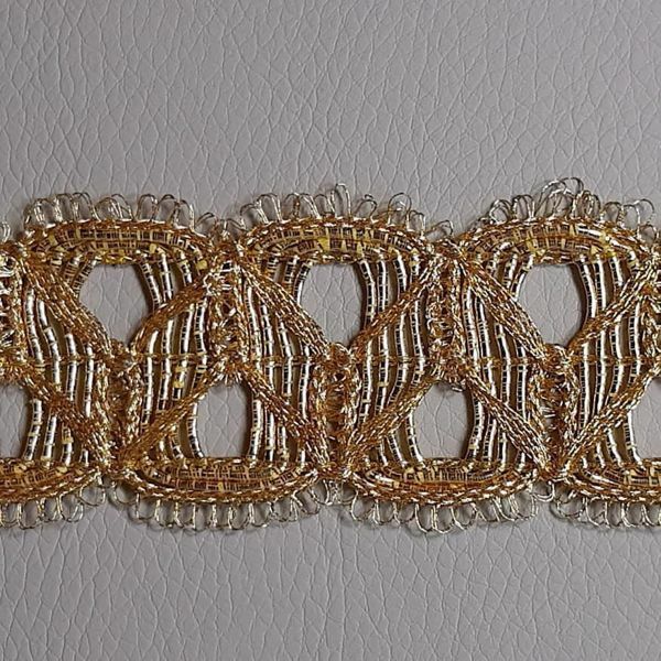 Imagen de Agreman Galón cadena oro H. cm 3,5 (1,4 inch) en hilo metálico y Viscosa Borde Ribete Pasamanería para Vestiduras litúrgicas 