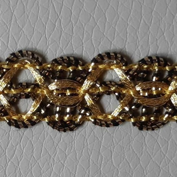 Picture of Antique Gold braided Trim H. 1,5 cm (0,59 inch) viscose & polyester