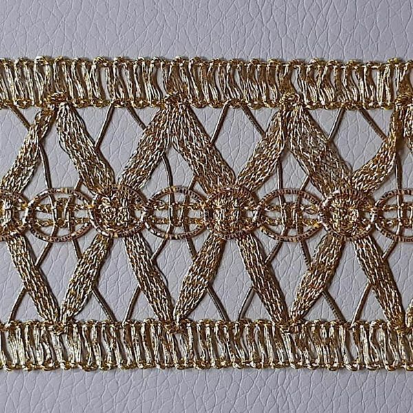Immagine di Agremano rete treccina oro H. cm 5 (2,0 inch) Viscosa Poliestere Orlo Bordo Passamaneria per Paramenti sacri 