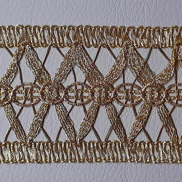 Picture of Gold net braided Trim H. 5 cm (2,0 inch) viscose & polyester