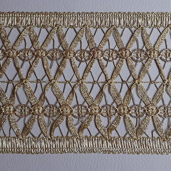 Picture of Agremano Braided Trim Gold braided net H. cm 9,5 (3,74 inch) Viscose Polyester Border Edge Trimming for liturgical Vestments