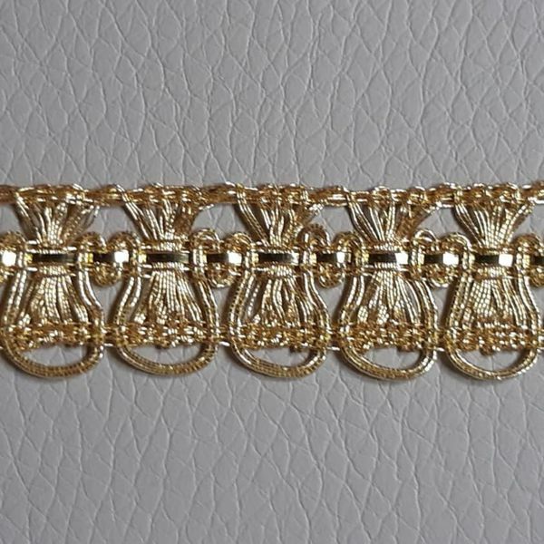 Picture of Agremano Braided Trim gold metal Fleur-de-lis H. cm 1,5 (0,6 inch) Metallic thread and Viscose Border Edge Trimming for liturgical Vestments