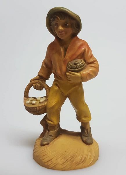 Picture of Shepherd with Eggs Pellegrini Nativity small 8 cm (3,1 inch) inexpensive plastic