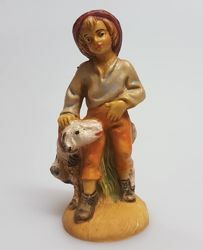 Picture of Shepherd with Dog cm 8 (3,1 inch) Pellegrini Nativity Scene small size Statue Wood Stained plastic PVC traditional Arabic indoor outdoor use 