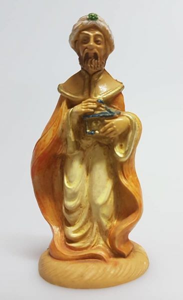 Picture of Melchior Saracen Wise King cm 8 (3,1 inch) Pellegrini Nativity Scene small size Statue Wood Stained plastic PVC traditional Arabic indoor outdoor use 