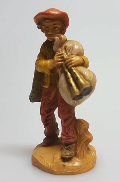 Immagine di Zampognaro cm 8 (3,1 inch) Presepe Pellegrini Tinto Legno Statua in plastica PVC Arabo tradizionale piccolo per interno esterno 