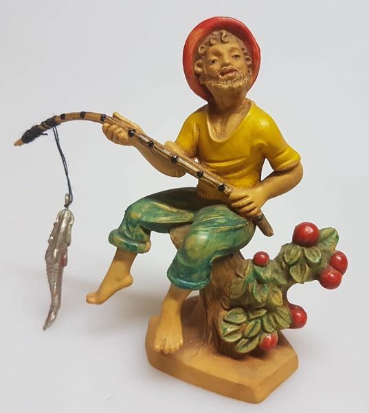 Immagine di Pescatore Presepe Pellegrini 8 cm piccolo economico tinto legno