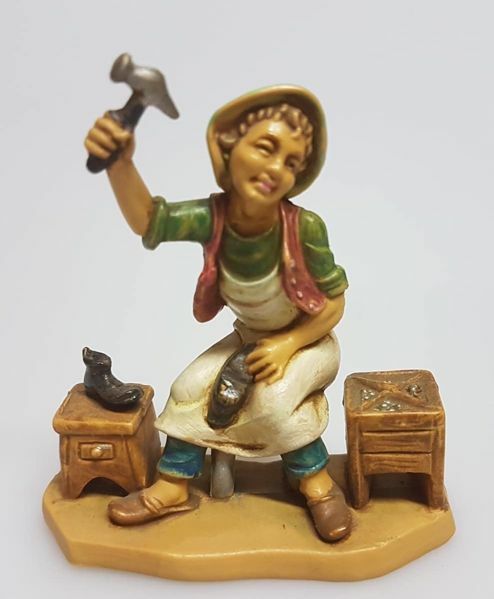 Immagine di Calzolaio Presepe Pellegrini 8 cm piccolo economico tinto legno