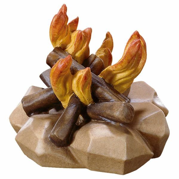 Immagine di Fuoco Presepe Pastore 8 cm rustico legno Val Gardena